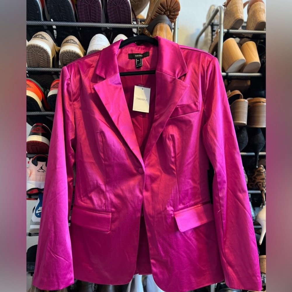 Forever21 Fuchsia Satin Blazer